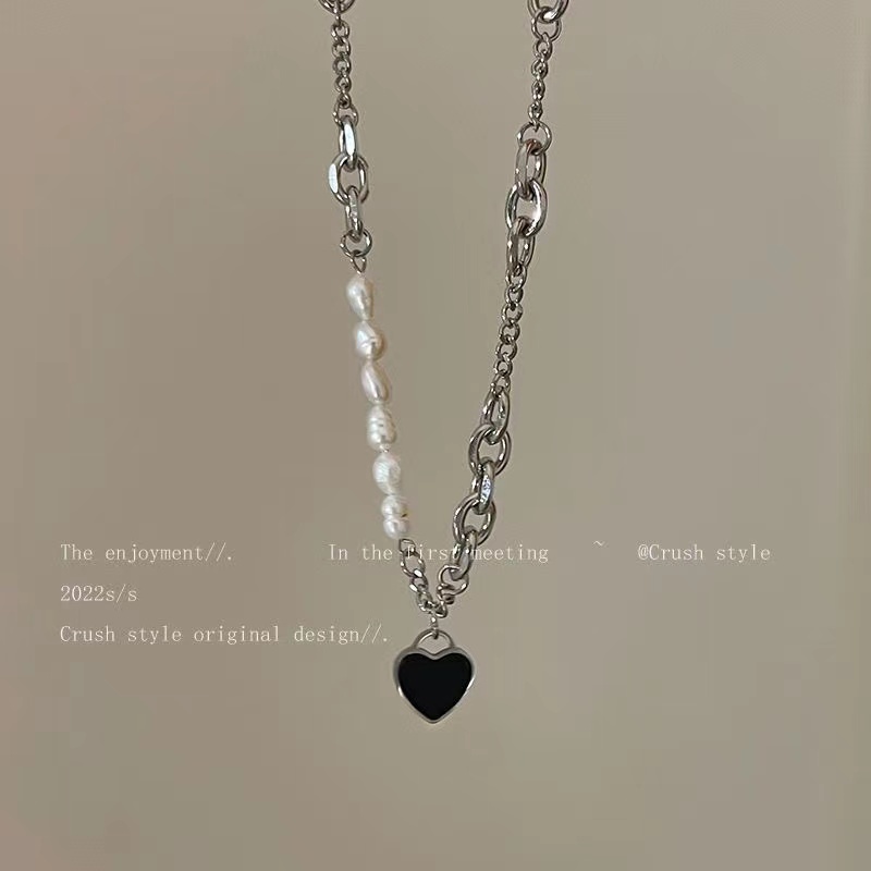 Fashion Cinta Ganda Batu Permata Kalung Untuk Wanita Vintage Perak Choker Rantai Liontin Perhiasan Aksesoris-10