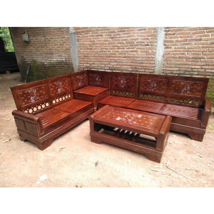 kursi sudut minimalis jati gelung kayu jati - kursi tamu jati