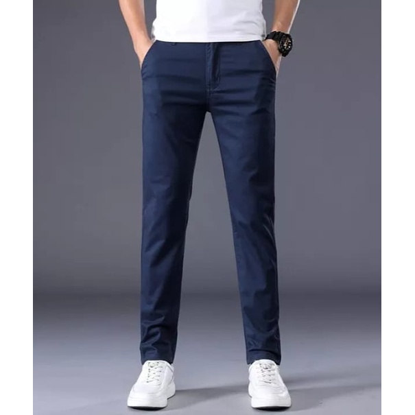 Celana Chino Panjang Pria Slimfit Stretch Cowok Chinos Skiny Terbaru Warna Moka