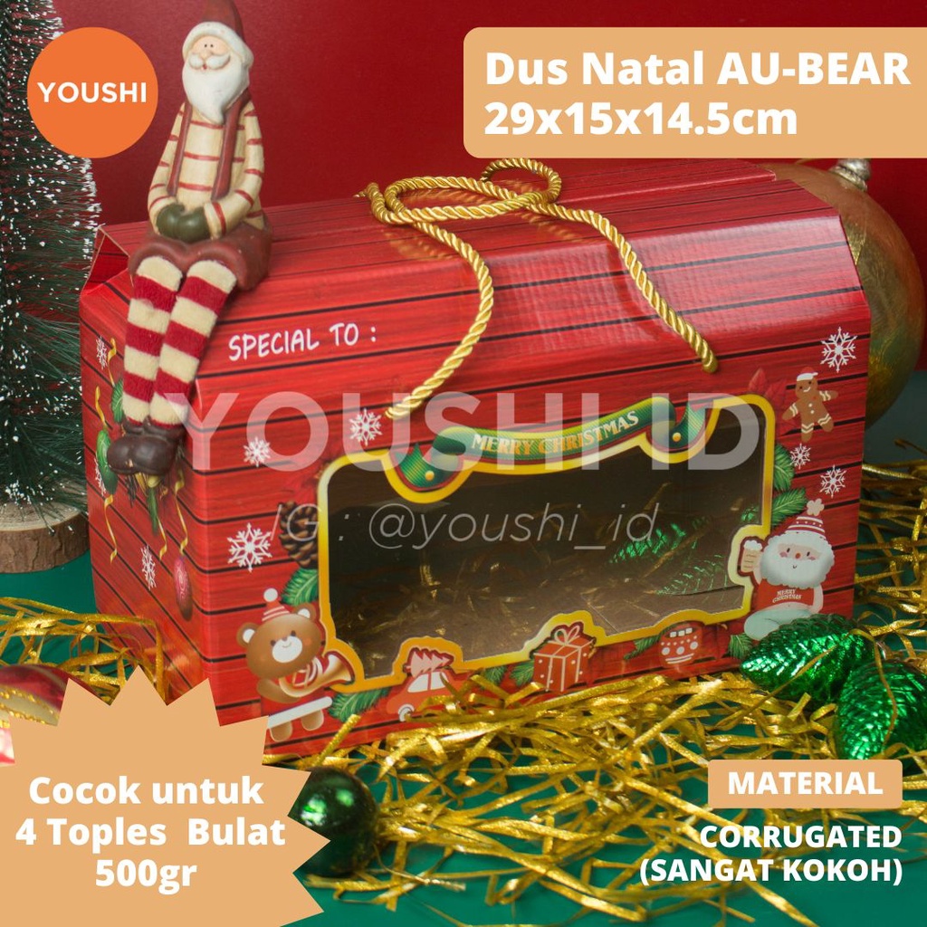 (5pcs)Box Kue Kering Natal/Dus Kue Kering Christmas/Dus 4 Toples Jar 500ml
