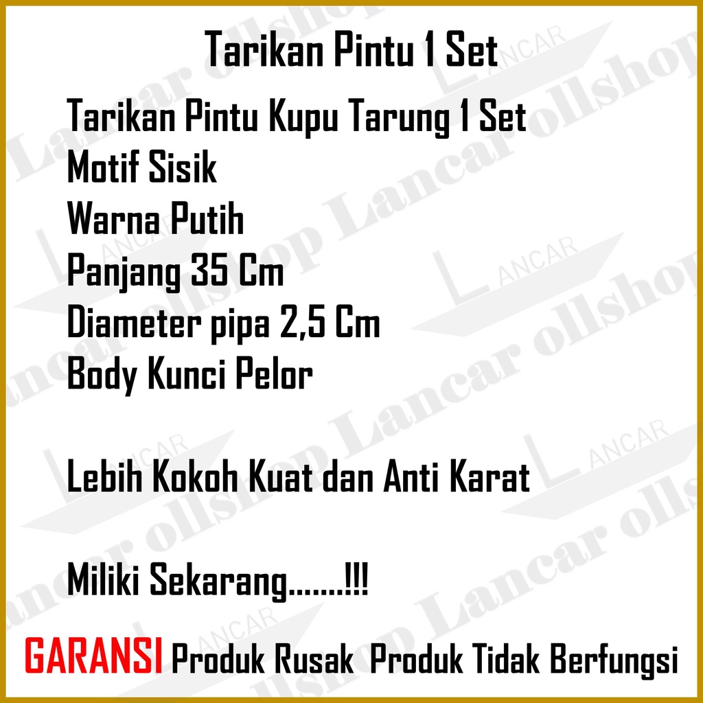 Tarikan Pegangan Gagang Pintu Rumah Sisik Putih 1 Set / Handle Pintu Rumah 35 Cm Murah Minimalis Tarikan Pintu Pull Gagang Pintu Awet Murah