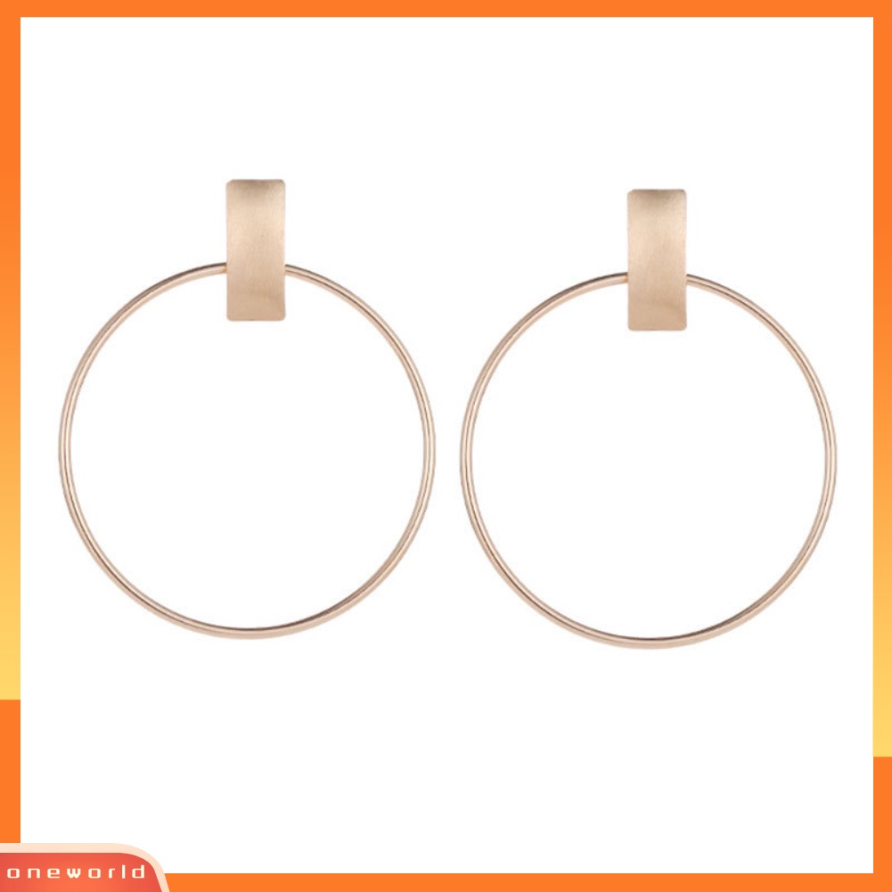 [WONE] Minimalis Wanita Lingkaran Besar Persegi Panjang Geometris Statement Stud Earrings Perhiasan