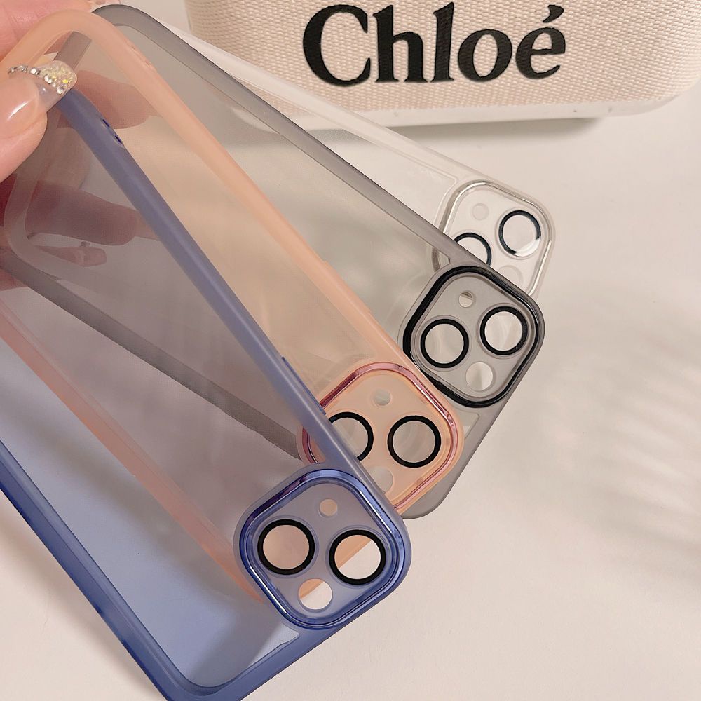 IPHONE Pelindung Kamera Case Transparan Untuk Iphone14 13 Pro Max11 12 Pro Max7 +8 14 Plus X XR Xs Max Warna Permen TPU Soft Silicone Case Metal Ring