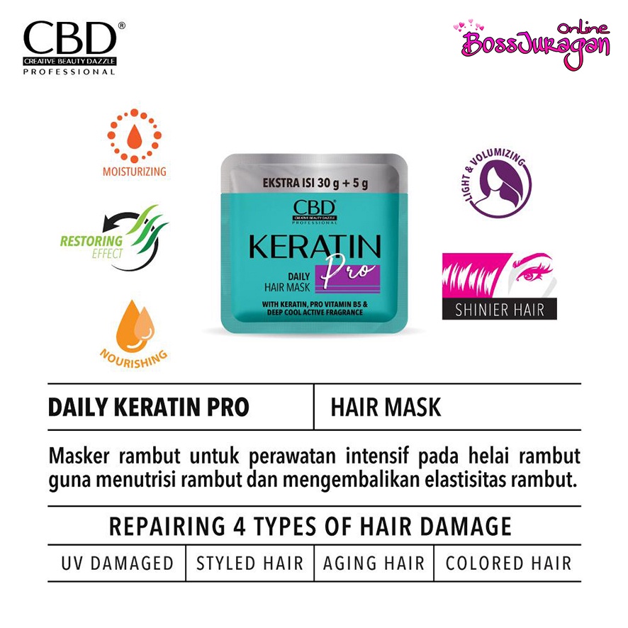 (BOSS) CBD KERATIN PRO HAIR MASK SACHET 35gr