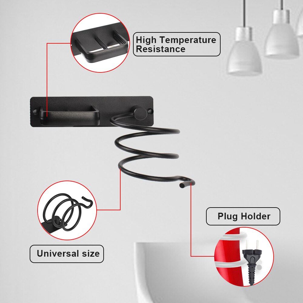 Rak Holder Hair Dryer Catokan Rak Pemegang Pengering Rambut Catokan Organizer Aluminium