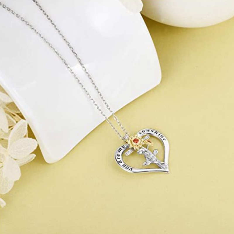 Distance Sunflower Necklace Untuk Wanita Perhiasan Kalung Hati Perak925 Sterling