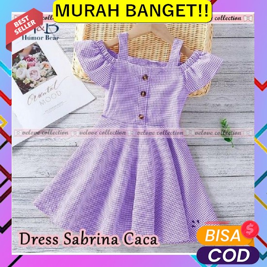 [Mister Meow] Gaun Dress Pesta Natal Anak Perempuan Import Warna Merah Dress Sabrina Caca Kids Ungu [Baju Anak 0153] Vhw