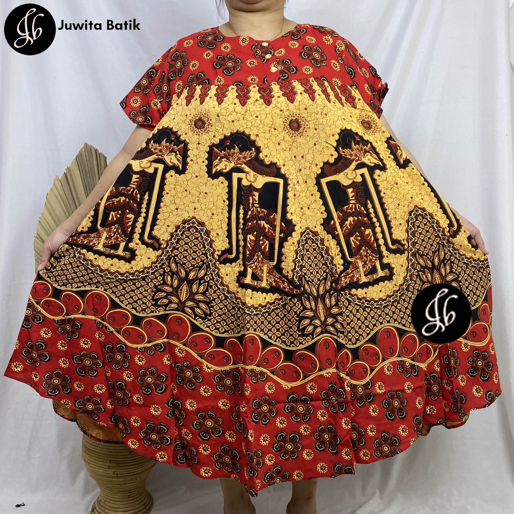 Juwita Batik - Daster Payung Jumbo LD 130 3XL Batik Wayang Klok Pola - Kancing Dada Busui Bumil Terbaru