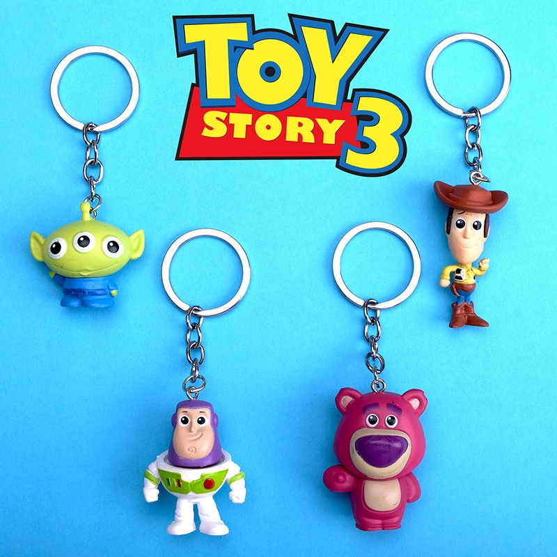 1pcs Disney Toy Story 3gantungan Kunci Resin Kartun Buzz Lightyear Woody Alien Action Figure Model Mainan Dekorasi