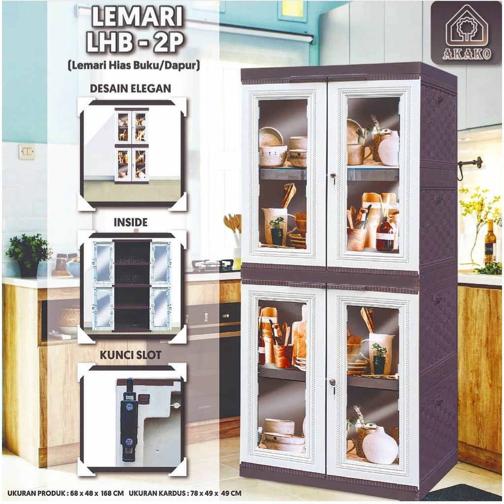 AKAKO - Lemari Hias Plastik kaca bening kunci Lemari Pajangan (MURAH) (BERGARANSI )