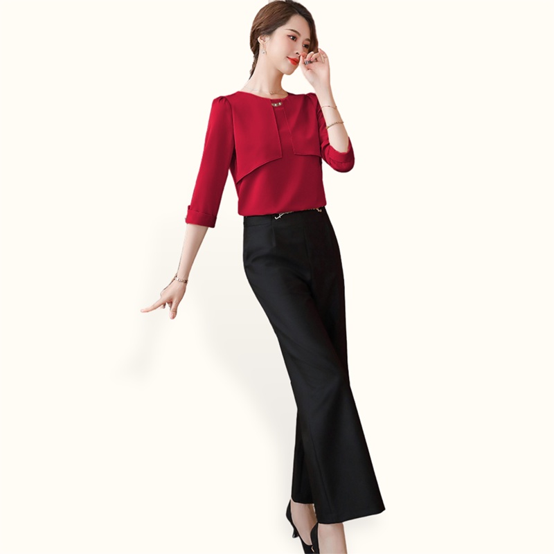 Blus Lengan 3/4 wanita Gaya Korea variasi kalung - XSHOP Sapphire