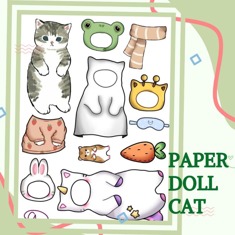 BPBPan kucing Paper doll cat Mainan edukasi Boneka Kertas