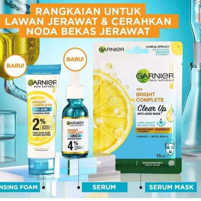 8.8 Promo Brand Paket ISI 2 !! Garnier Bright Complete 3 in 1 Anti Acne 90 ml + Serum Garnier Anti A