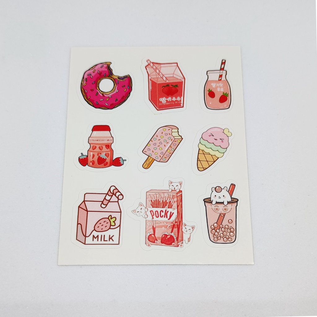 

Stiker Makanan Minuman Milk Ice Cream Kawai