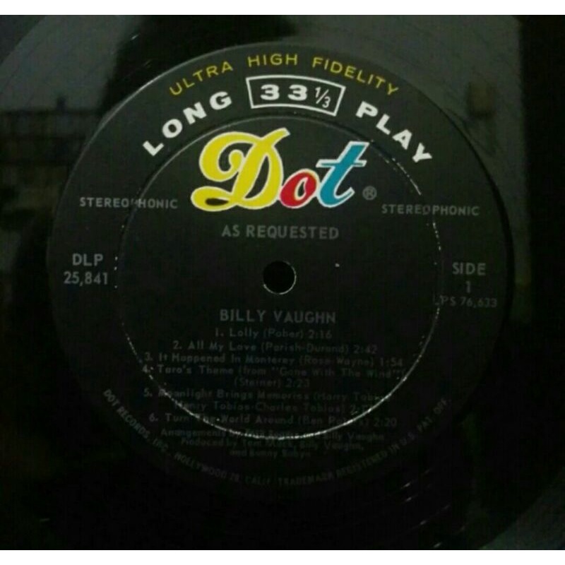 Vinyl Piringan Hitam 12&quot; Billy Vaughn-Lolly