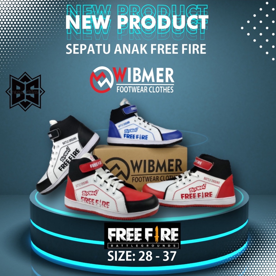 SEPATU FREE FIRE ANAK SD / SEPATU BOOT ANAK TK / SEPATU FF ANAK SD / SEPATU BOOT PEREKAT ANAK SD