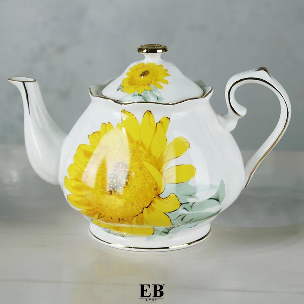 Teapot Keramik Tahan Panas / Ceramic Teapot Yellow Flower EB Home 1008/1