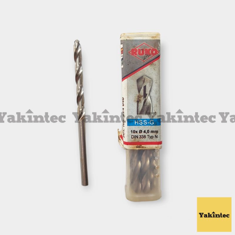 Mata Bor Twist Drill Besi & Kayu Original RUKO 4 mm DIN 338 HSS-Ground