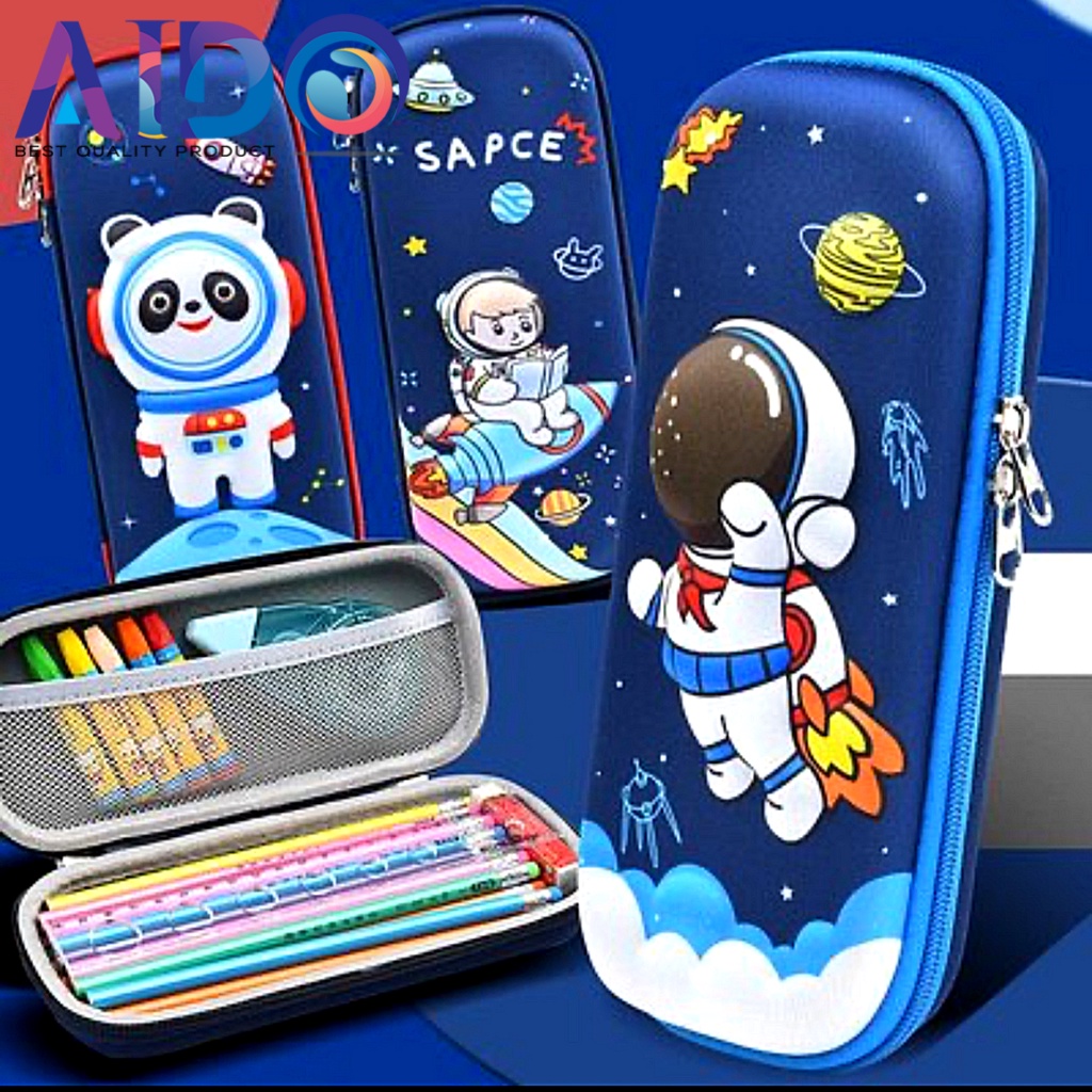 kotak pensil 3D / TEMPAT PENSIL / kotak pensil anak Kotak Pensil 3D Anti Air Astronot Rocket Karakter Lucu Kotak Pensil Anak kotak pensil 3D n 2D bahan KAIN / kotak pensil anak sekolah