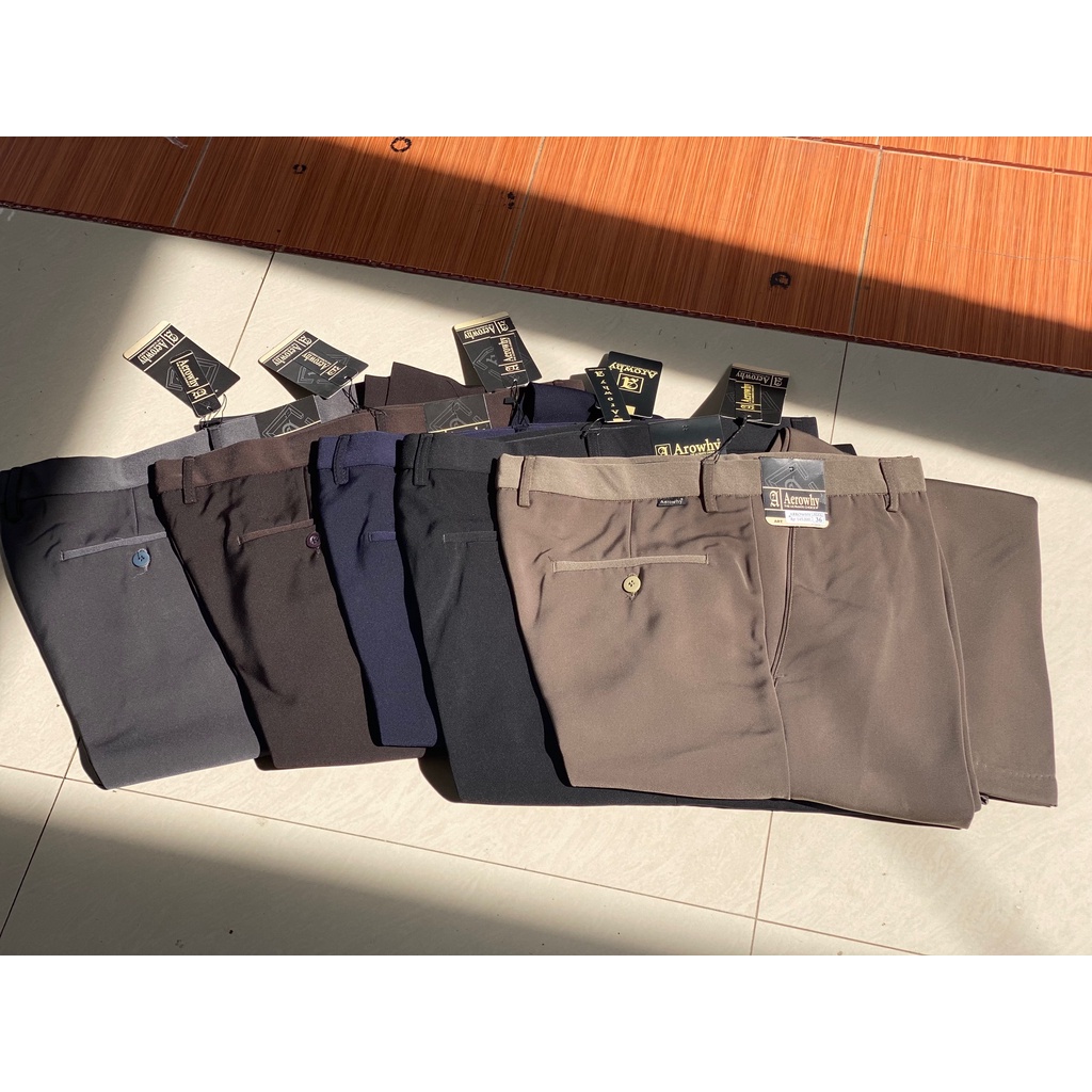 CELANA FORMAL STANDAR REGULAR KANTOR KERJA HARIAN HITAM NAVY KREM ABU MOKA SIZE 28-38 ARROWHY