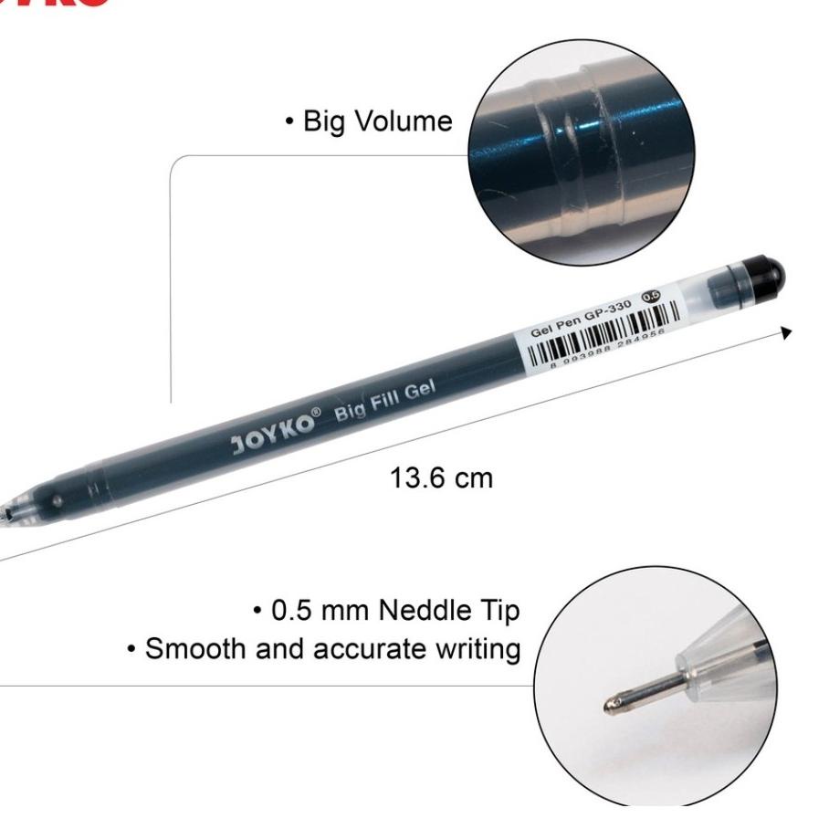 

RND160 [D] Gel Pen Pulpen Pena Joyko GP-330 Big Fill Gel 0.5 mm (12 Pcs) |