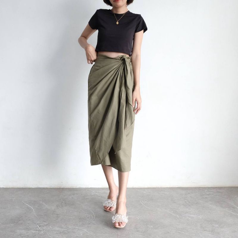 Kayra Wrap Skirt Rok Lilit Instan Cotton Niji Casual