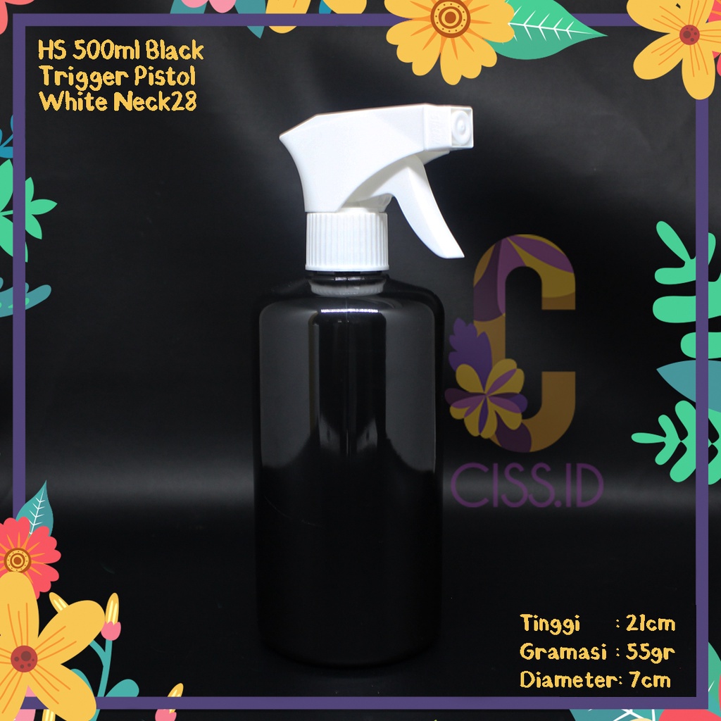 BOTOL KISSPRAY 500ML HITAM TUTUP PUTIH ADJUSTABLE SPRAYER IMPORT SEMPROTAN N28 MURAH TEBAL KEMASAN P