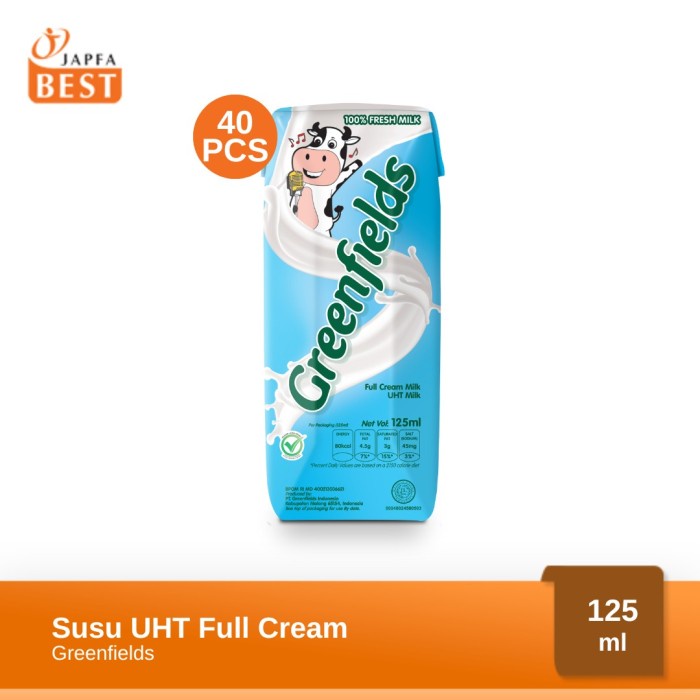 

(BISA COD) Susu UHT Full Cream Greenfields 125 ml - Isi 40 pcs