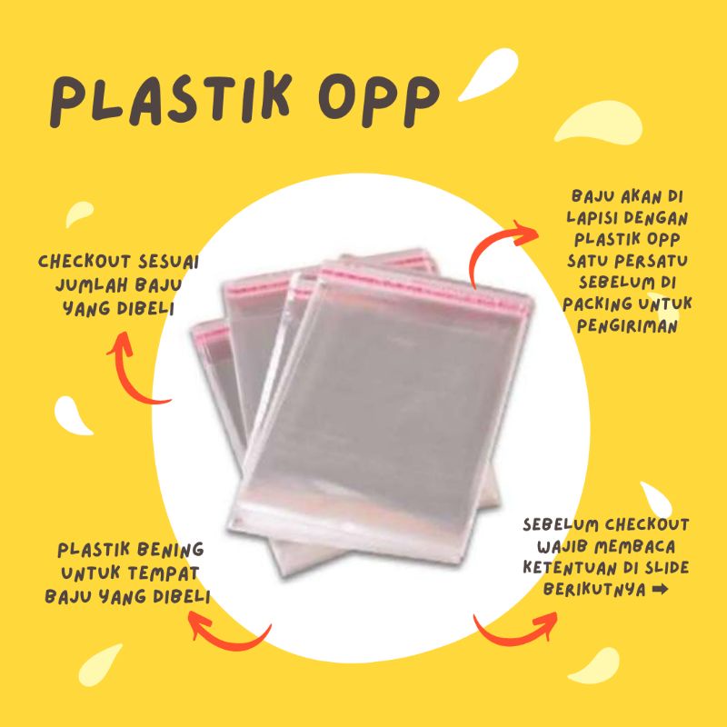 

PLASTIK OPP PER PCS packing tambahan plastik baju