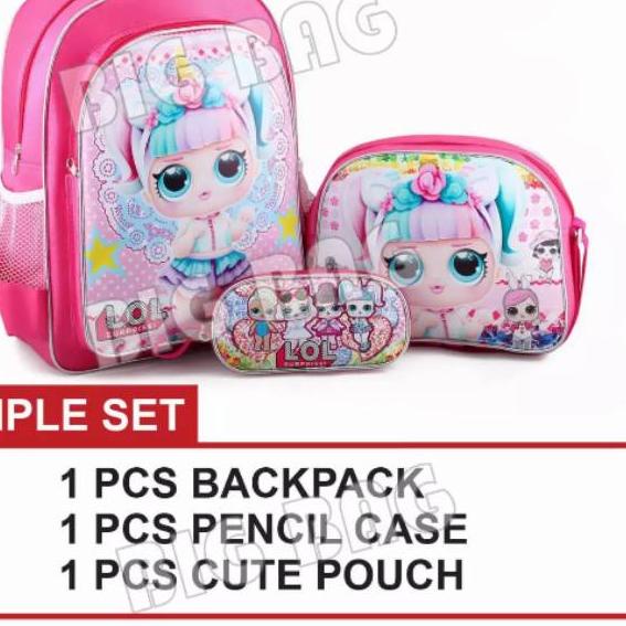 PROMO Tas Sekolah Anak Perempuan Karakter LOL Ransel Anak LOL Surprise Triple Set Tas Sekolah Anak