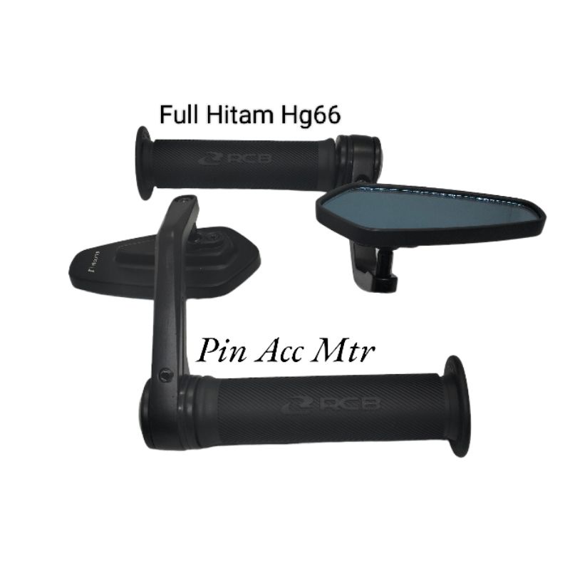 Paket spion Variasi Rizoma+Hand grip Variasi Rcb motif Hg66/Hg55 Hitam pnp universal motor