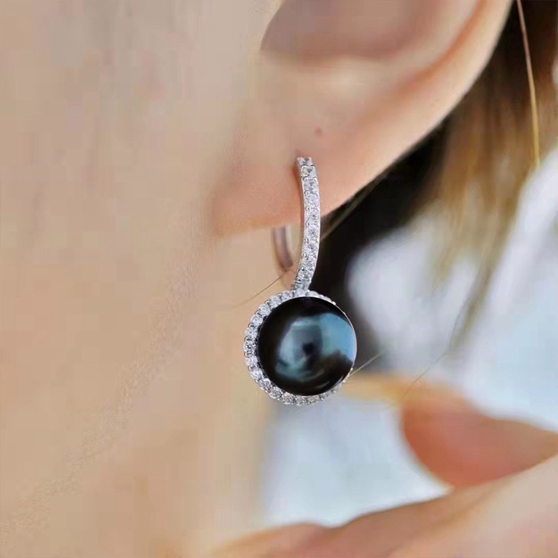 Fancyqube Kepribadian Hitam Imitasi Mutiara Drop Anting Untuk Wanita Mewah Pernikahan Pertunangan Pesta Cubic Zirconia Earrings Baru Perhiasan Trendi