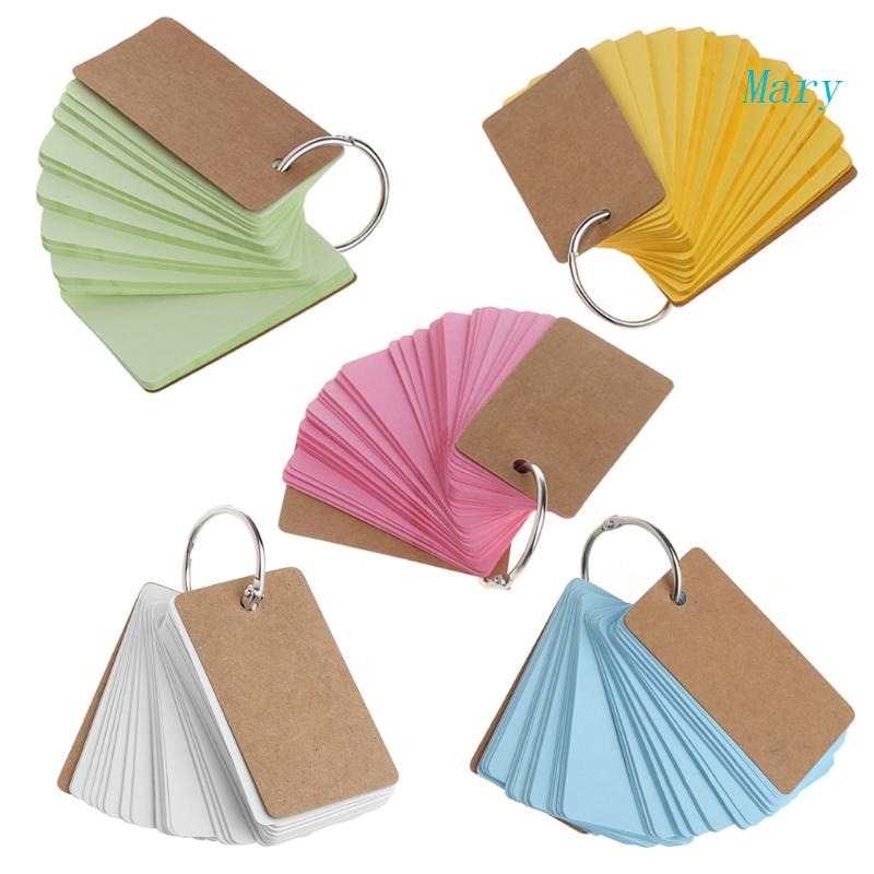 Mary Kraft Paper Binder Ring Easy Flip Flash Cards Belajar Memo Pads DIY Alat Tulis