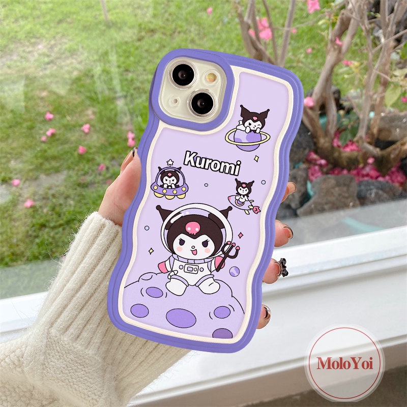 IPHONE Case Compatible Untuk Iphone7 8 Plus XR 11 13 12 14 Pro Max X XS Max 6 6s 14 Plus SE 2020 Wavy Edge Kartun Soft Tpu Lucu Astronot Kuromi Shockproof Phone Cover