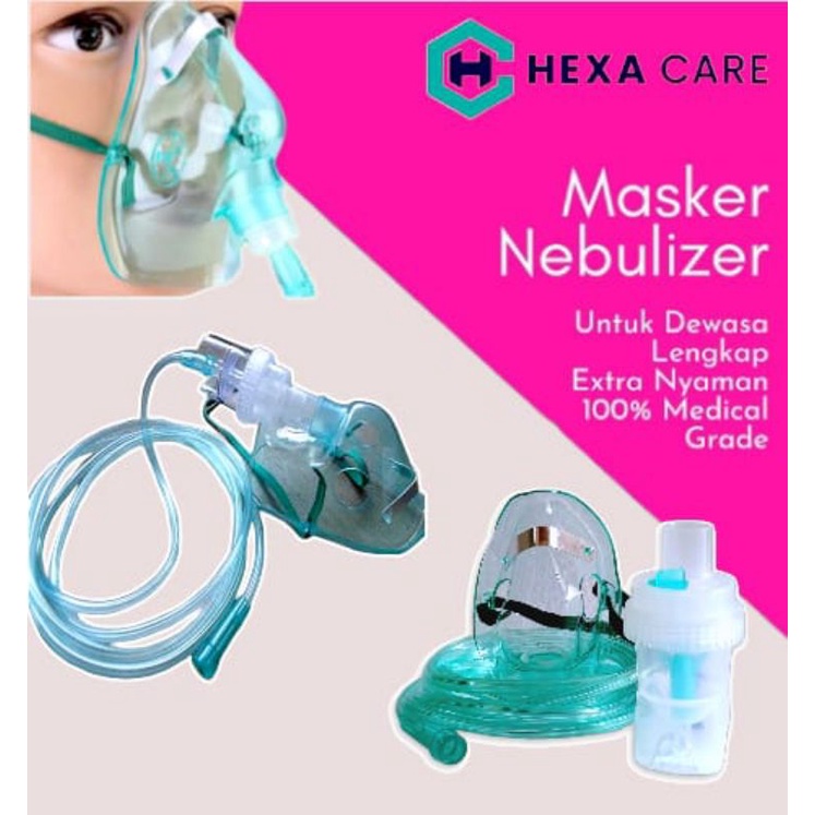 Masker Nebulizer Bayi, Anak &amp; Dewasa Original Hexa Care / Nebulizer With Mask Medical Grade