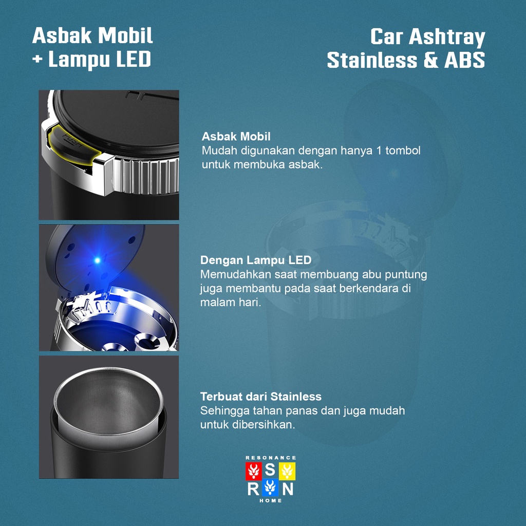 Asbak Mobil / Asbak Kecil LED Resonance Home