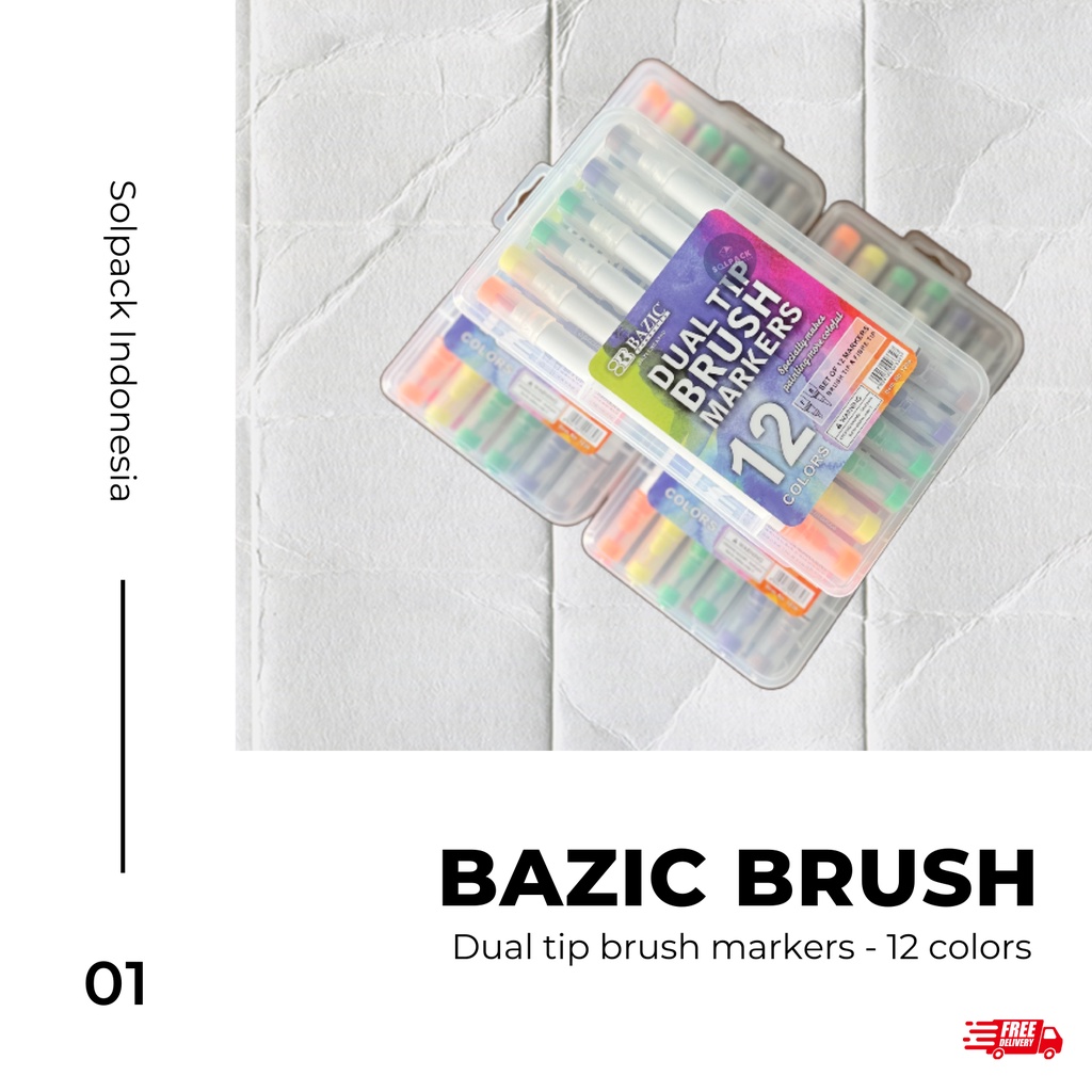 

Dual tip brush markers bazic - 12 colors