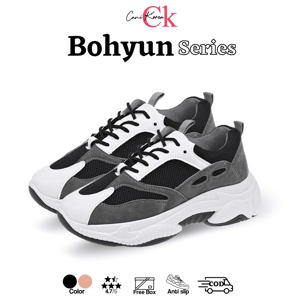 CaniKorea &quot;FREE BOX&quot; Bohyun Sepatu Sneakers Import Trendy Bertali Fashion Shoes Anti Slip Premium Quality 9154