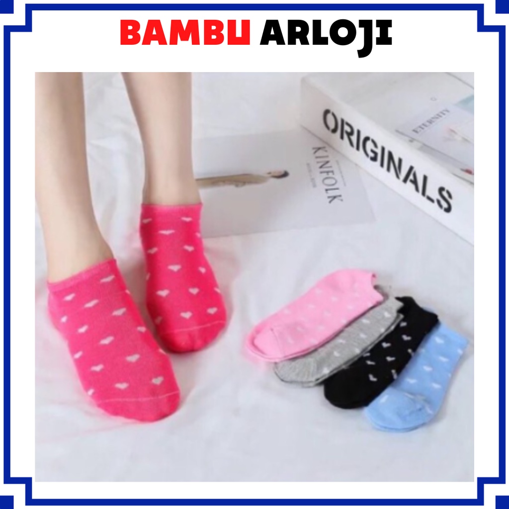 [ BAJ ] Kaos Kaki Fashion Unisex Wanita Pria Murah Kaus Motif Semata Kaoskaki Ankle Sock Pendek Love SS100