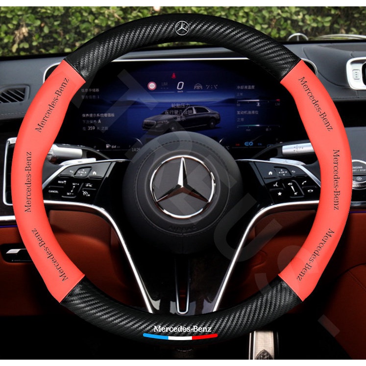 Sarung Setir Mobil Mercedes Benz Untuk W207 W211 W205 W212 W204 W220 W206 W124 W213 W218 W222 Auto Steering Wheel Cover Pelindung Kemudi Interior Mobil Logo Printing 3D