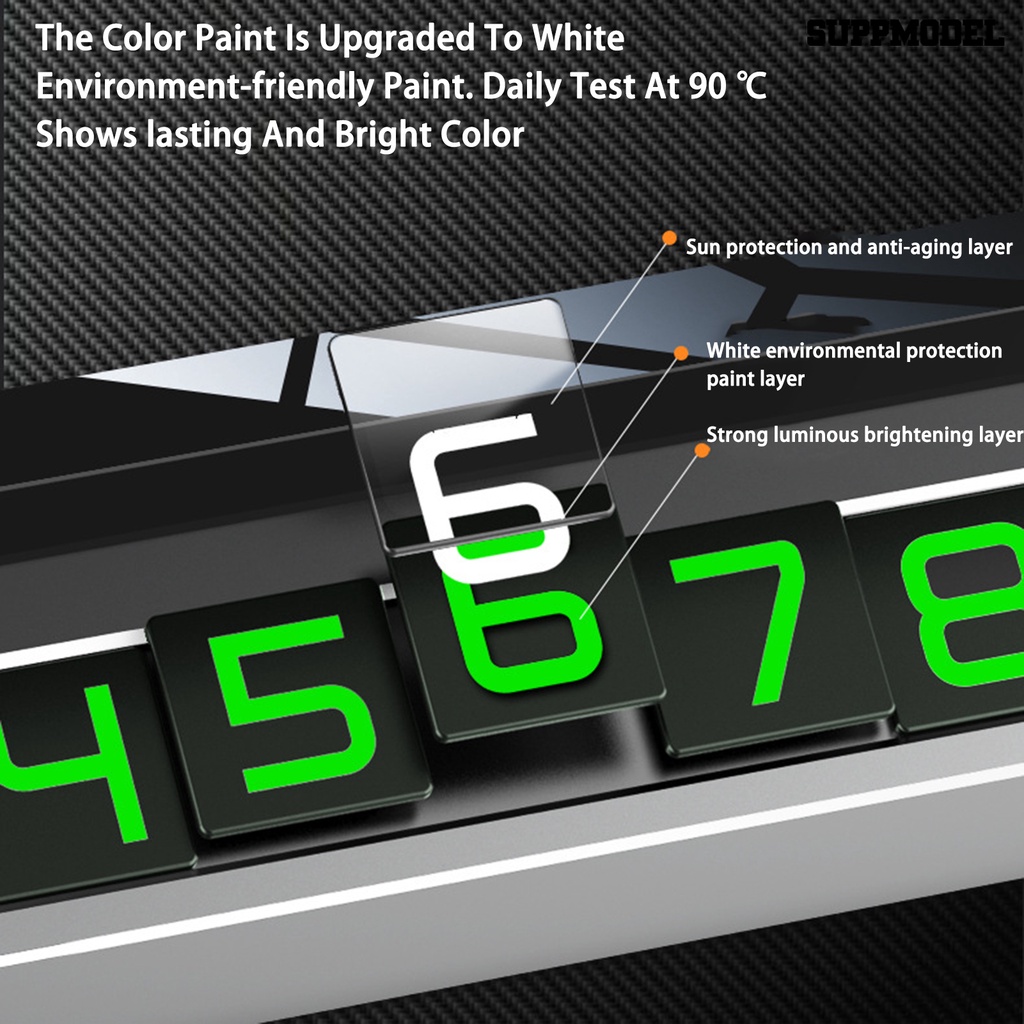 [Dekorasi] Kartu Parkir Sementara Flip Cover Menyala-Dalam Gelap Nomor ic Hisap Mobil Styling Plat Kartu Nomor Telepon Untuk Kendaraan