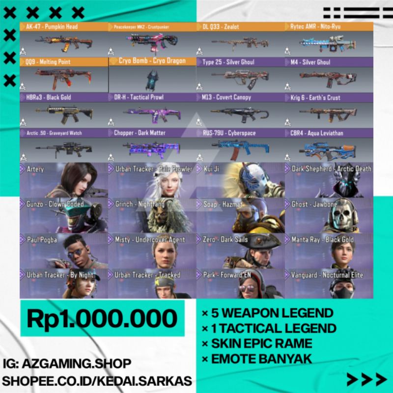 Jual Akun CODM Call Of Duty Mobile 6 Skin Legendary Murah - AKUN SULTAN