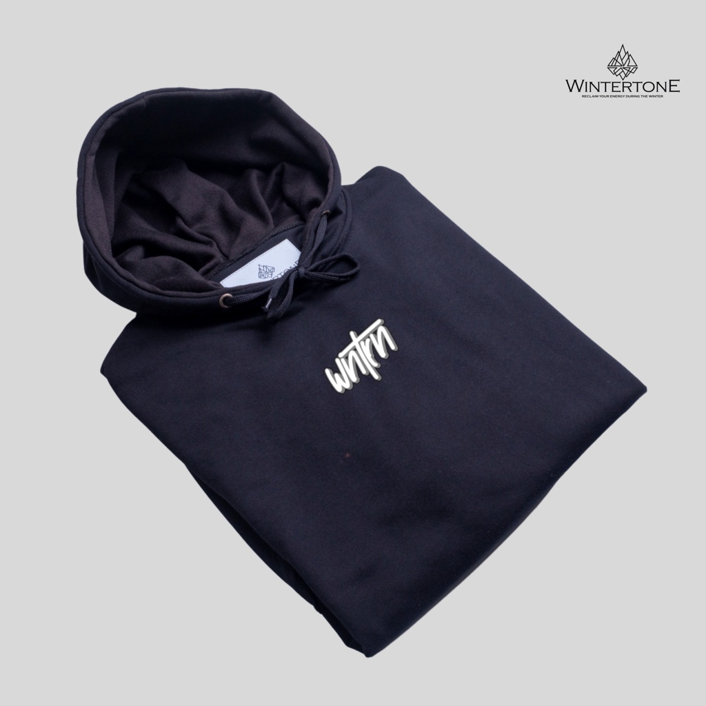 Sweater Hoodie Hitam Pria Distro WINTERTONE Lokal Brand Aesthetic Simple Series 1 WNTRN  Switer Hodie Cowok Motif Simpel Basic Original Suiter Hoody Sablon Print Jumper Pullover Sweter Hudi Unisex Cwe Cwo Lokal Brand