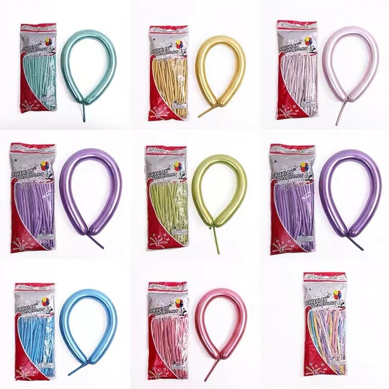 100pcs Balon twist /pentil chrome/ balon cacing warna metalik chrome / tebal anti pecah impor Thailand balon pentil balon panjang
