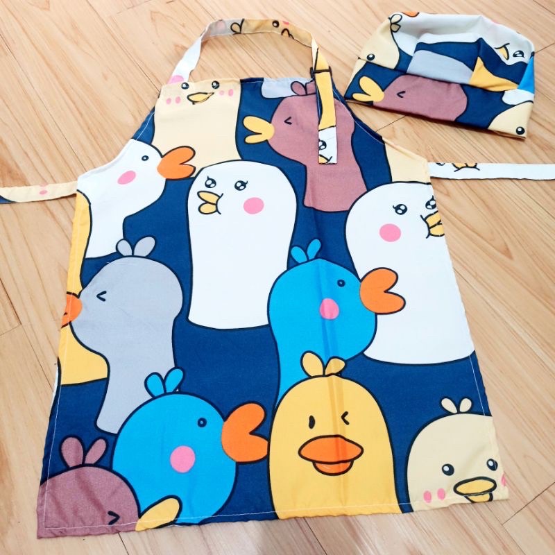 [TERMURAH] Celemek clemek apron masak topi koki chef anak lucu motif unik bisa custom