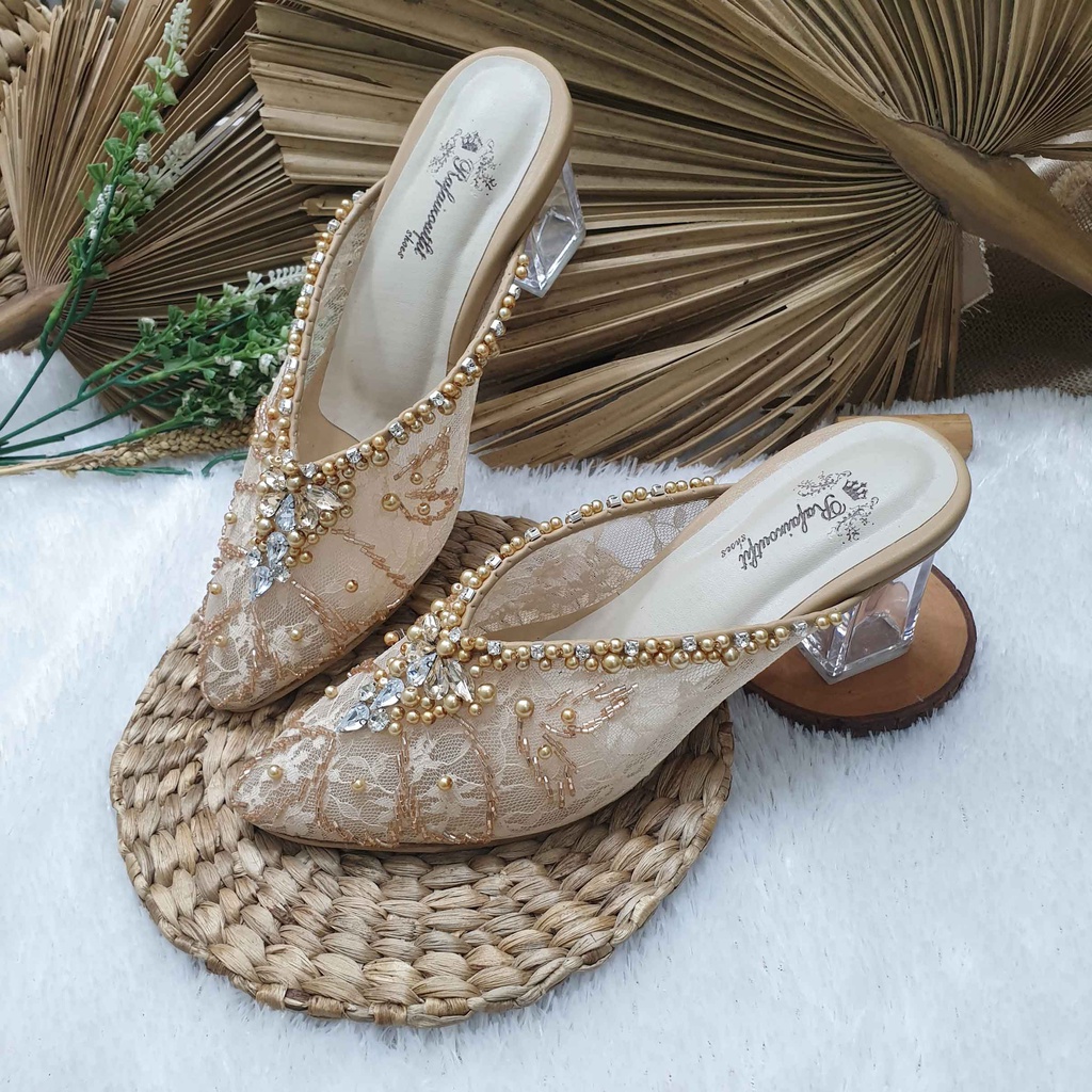 sepatu Rafaizoutfit sepatu wedding Alena  nude tinggi 7cm kaca