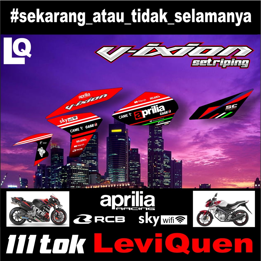 Stiker Striping Vixion new (111tok) Motif moto Gp Aprilia 2013 2014 2015 2016 setiker decal New Vixi