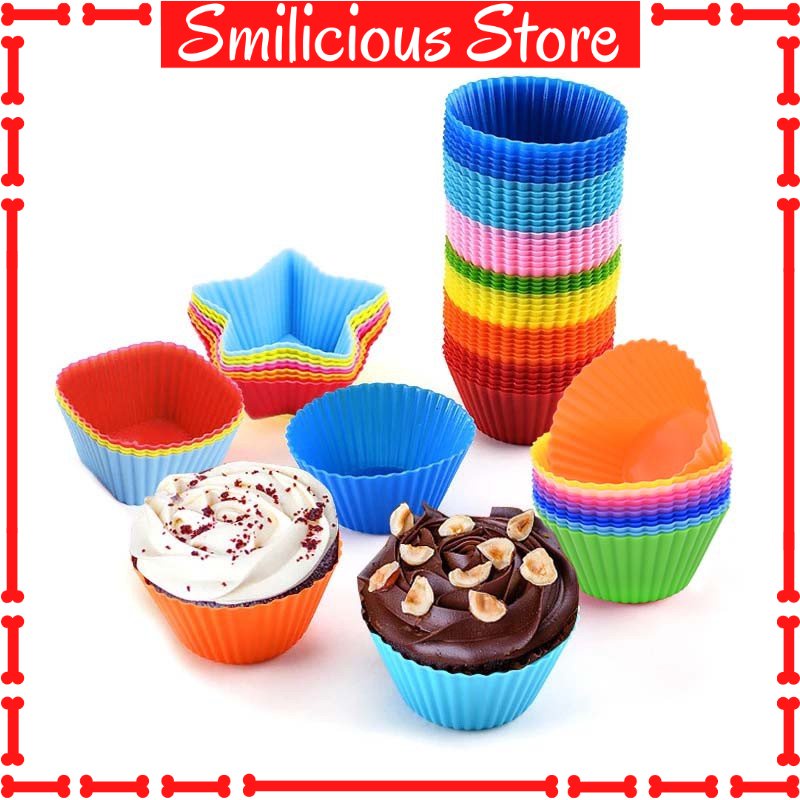 Cetakan Muffin Silikon Kue Cup Cake Muffin Puding Cupcake Silicone Bento / Muffin Cupcake Baking Molds Silicone Cake Mold