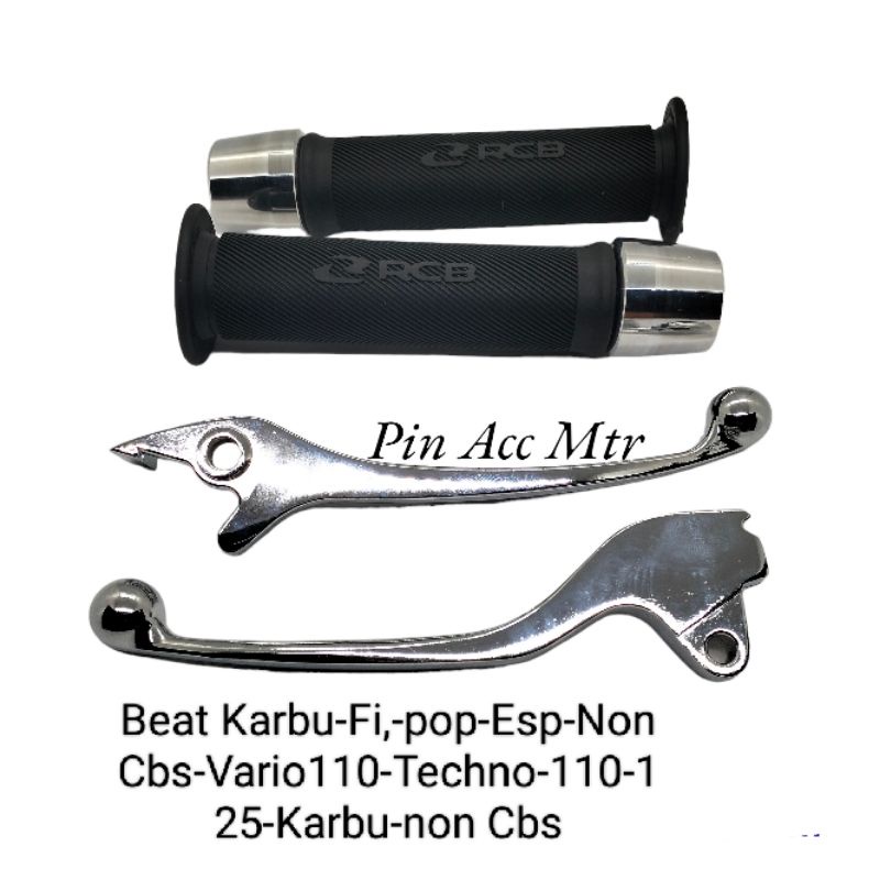 Paket Handle Rem Crome+Hangrip Rcb Hitam+Jalu stang crome moto nmax /Tiger/Mio/Beat Dill