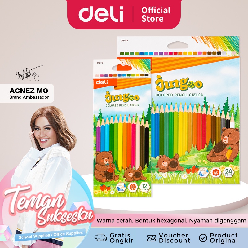 

Pensil Warna Deli 24 Warna Panjang Jungoo - EC121-24